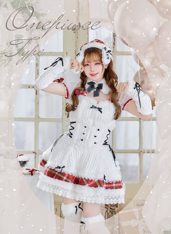 画像2: 【即日発送！】【クリスマスコスプレ7点セット】【Malymoon/マリームーン】ミルクニットフレーズたれ耳サンタドレス【SM-ML/1カラー】[HC03] (2)