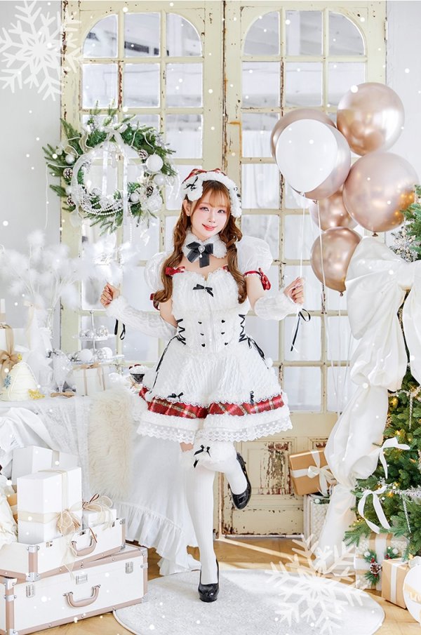 画像4: 【即日発送！】【クリスマスコスプレ7点セット】【Malymoon/マリームーン】ミルクニットフレーズたれ耳サンタドレス【SM-ML/1カラー】[HC03] (4)