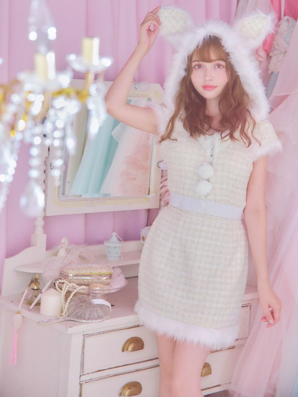 画像4: 【即日発送！】【サンタコス5点セット】【XS-XLサイズ/2カラー】ツイードチェックバニーサンタコスプレ[YMT] (4)