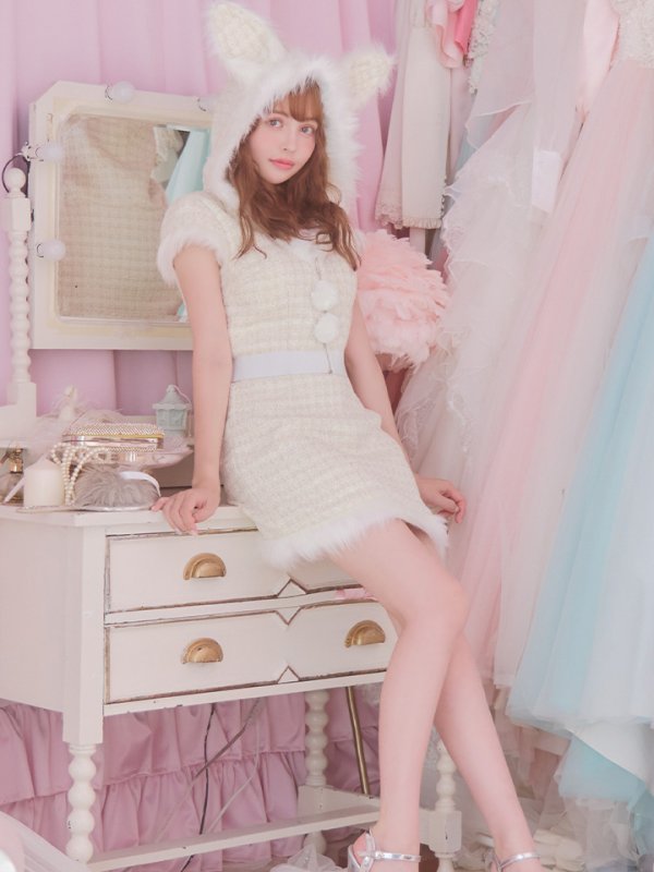 画像6: 【即日発送！】【サンタコス5点セット】【XS-XLサイズ/2カラー】ツイードチェックバニーサンタコスプレ[YMT] (6)