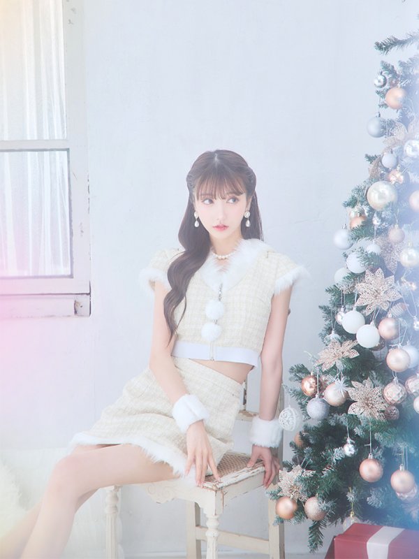 画像7: 【即日発送！】【サンタコス 5点セット】【XS-XLサイズ/2カラー】ツイードチェックバニーサンタコスプレ[YMT] (7)