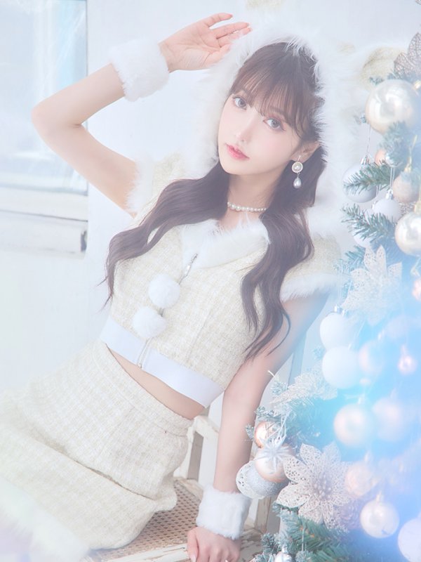 画像10: 【即日発送！】【サンタコス 5点セット】【XS-XLサイズ/2カラー】ツイードチェックバニーサンタコスプレ[YMT] (10)