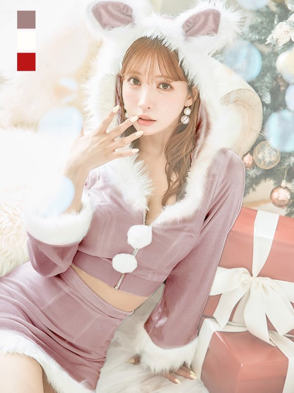 画像38: 【即日発送！】【サンタコス 4点セット】【S-Lサイズ/3カラー】セットアップバニーサンタコスプレ[YMT] (38)