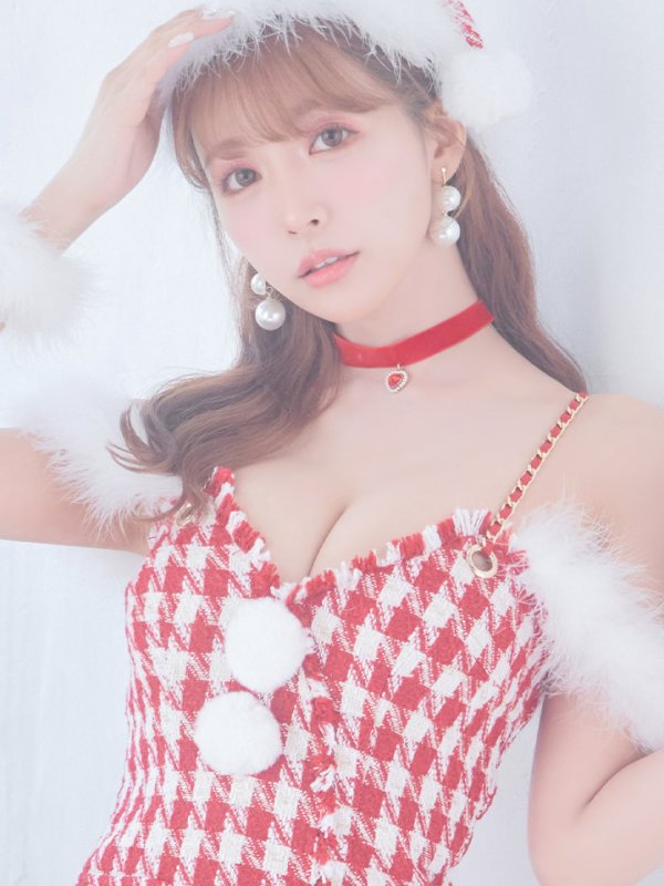 画像16: SALE!【サンタコス5点セット】【S-XLサイズ/1カラー】千鳥柄ツイードキャミドレスサンタコスプレ[OF04] (16)