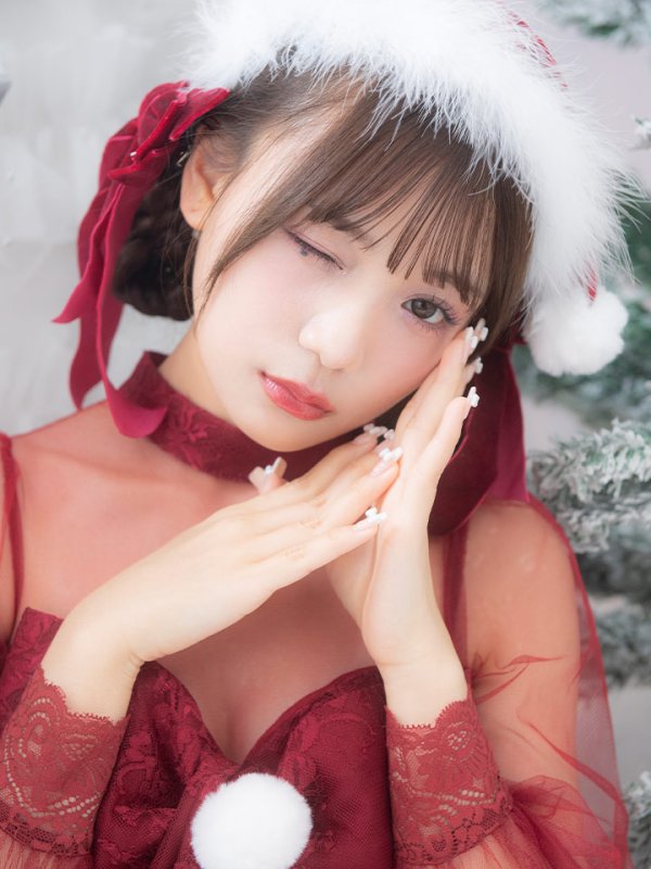 画像6: SALE!【サンタコス 3点セット】【S-XLサイズ/1カラー】チュールスリーブレースリボンサンタコスプレ[YMT] (6)