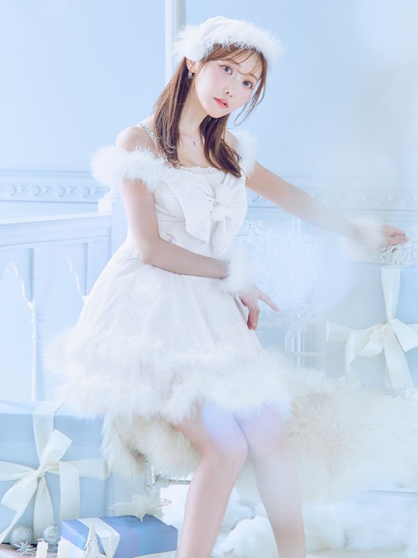 画像5: 【即日発送！】【サンタコス 4点セット】【XS-Lサイズ/4カラー】フロントビッグリボンオフショルフレアサンタ[OF04] (5)