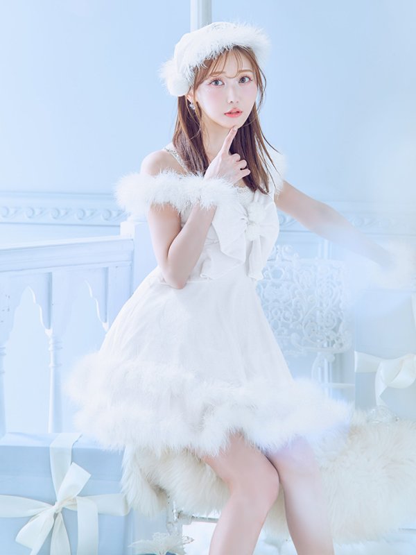 画像6: 【即日発送！】【サンタコス 4点セット】【XS-Lサイズ/4カラー】フロントビッグリボンオフショルフレアサンタ[OF04] (6)