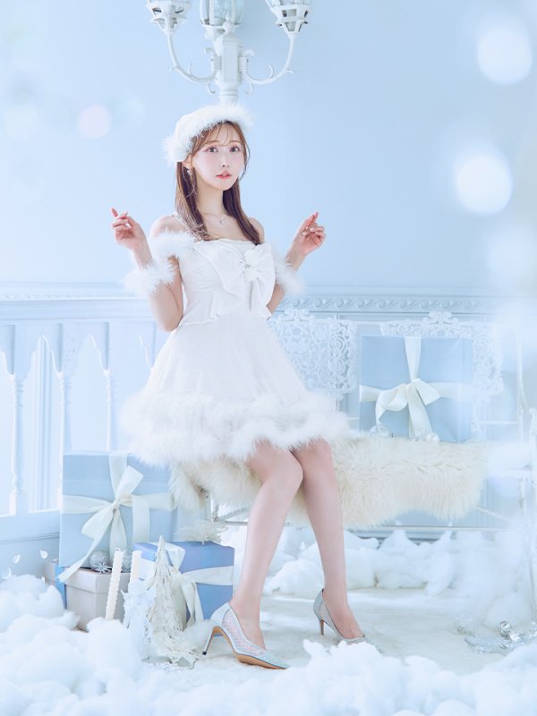 画像7: 【即日発送！】【サンタコス 4点セット】【XS-Lサイズ/4カラー】フロントビッグリボンオフショルフレアサンタ[OF04] (7)