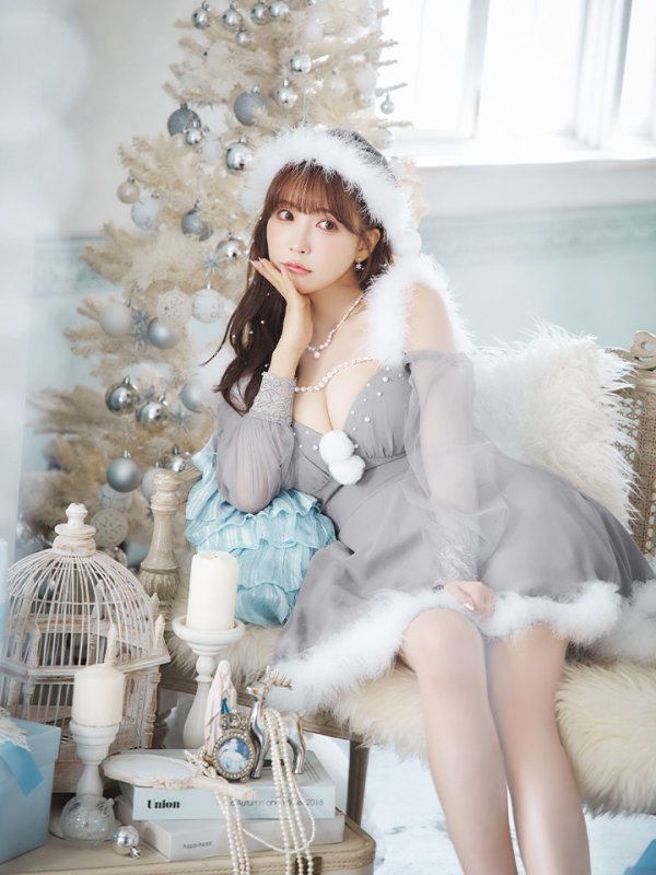 画像25: 【即日発送】【サンタコス 3点セット】【XS-XLサイズ/2カラー】シアーチュールオフショルダーサンタコスプレ[OF04] (25)