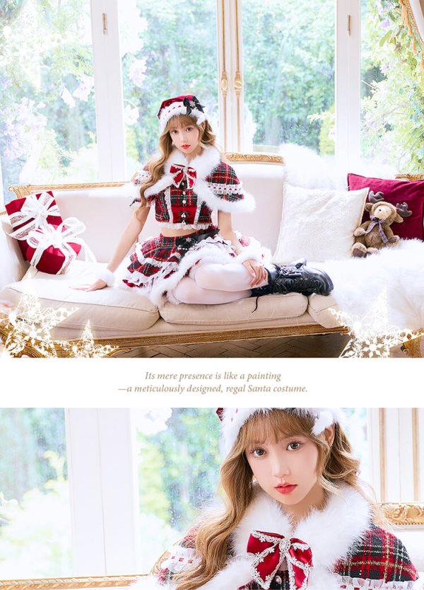 画像6: 【クリスマスコスプレ10点セット】【Malymoon/マリームーン】ロイヤルツイードケープサンタ【2サイズ/1カラー】【予約/12月上旬発送予定】[HC03] (6)