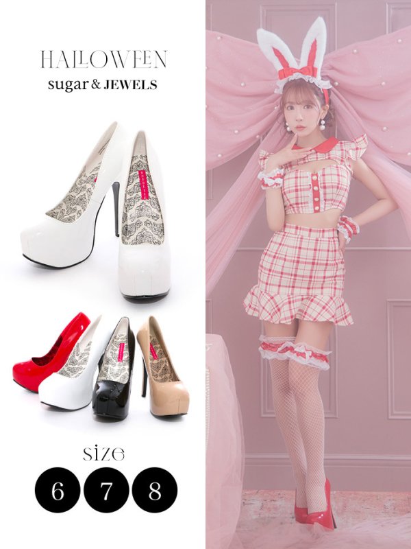 画像1: 【ハロウィンコスプレ/小物/パンプス】シンプルなエナメル素材でどんな場面でも大活躍♪13cmヒールサンダル[HC02] (1)