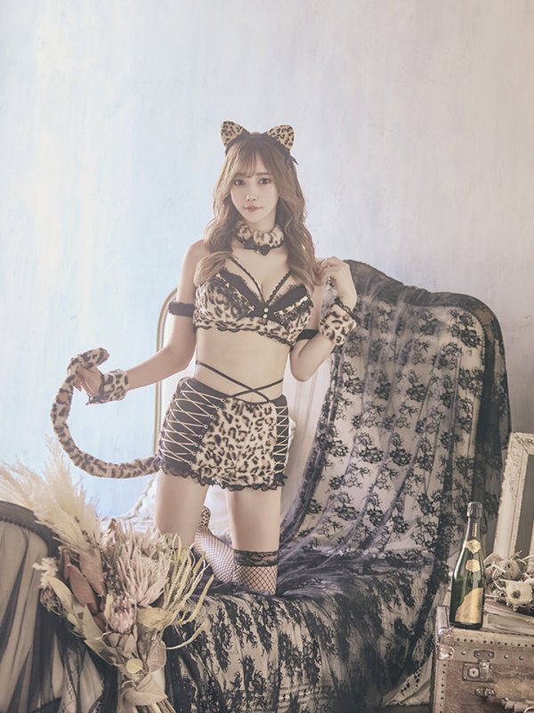 画像9: 即日発送！】【sugar nine×マリームーンコラボ】 セクシーレオパードコスプレセット【ハロウィン7点セット】【XS-Lサイズ/1カラー】[HC03 (9)
