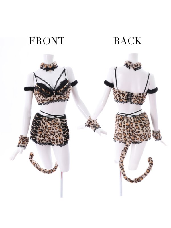 画像12: 即日発送！】【sugar nine×マリームーンコラボ】 セクシーレオパードコスプレセット【ハロウィン7点セット】【XS-Lサイズ/1カラー】[HC03] (12)