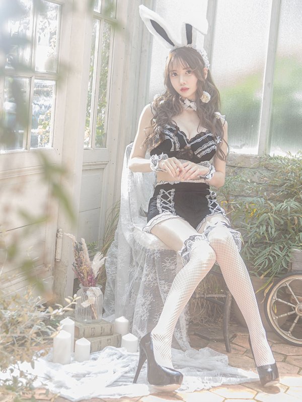 画像12: 【即日発送】【sugar nine×マリームーンコラボ】 セクシーレースバニーコスプレセット【sugar nineハロウィン7点セット】【S-Mサイズ/3カラー】[HC03] (12)