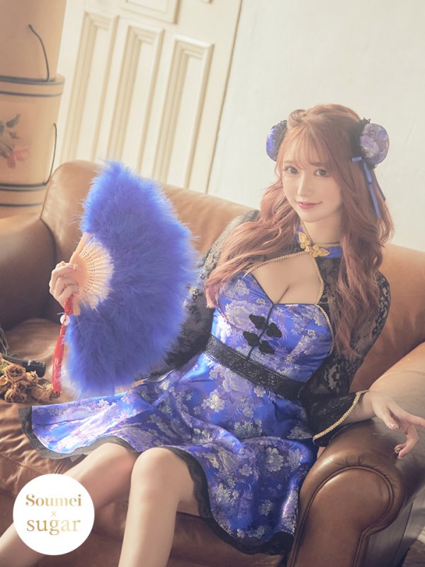 画像2: 【即日発送】フレアチャイナドレスコスプレセット【sugar nineハロウィン2点セット】【4サイズ/2カラー】(SE01YN)【HC03】 (2)