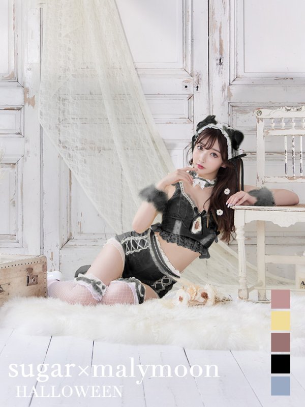 画像33: 【即日発送】【ハロウィン】【マリームーンコラボ】 セクシーレースキャット【コスプレ6点セット】【XS-L/7カラー】[OF01] (33)