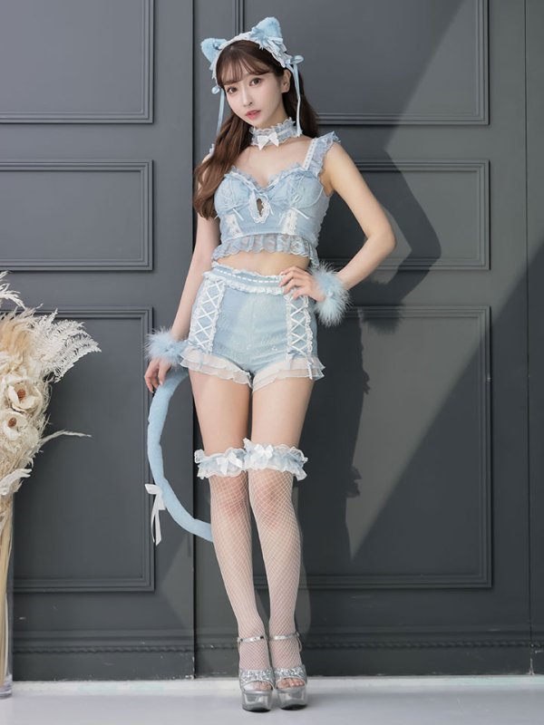 画像12: 【即日発送】【マリームーンコラボ】 セクシーレースキャット【ハロウィンコスプレ6点セット】【XS-Lサイズ/7カラー】[OF01] (12)
