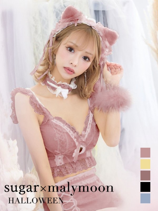画像1: 【即日発送】門りょうちゃん着用 【マリームーンコラボ】 セクシーレースキャット【ハロウィンコスプレ6点セット】【XS-L/7カラー】[HC03] (1)