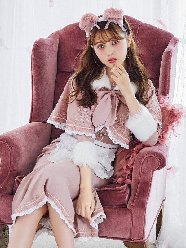 画像2: 【SALE!!】【即日発送】ファーポンチョ付きベアメイドコスプレ/ワンピースコスプレ【sugar nineハロウィン4点セット】【S-Lサイズ/1カラー】[OF01] (2)