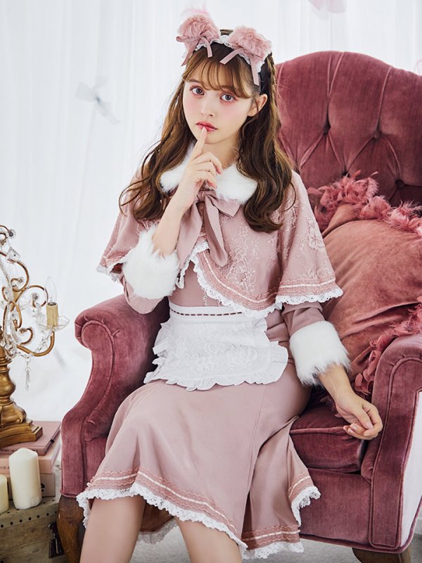 画像8: 【SALE!!】【即日発送】ファーポンチョ付きベアメイドコスプレ/ワンピースコスプレ【sugar nineハロウィン4点セット】【S-Lサイズ/1カラー】[OF01] (8)