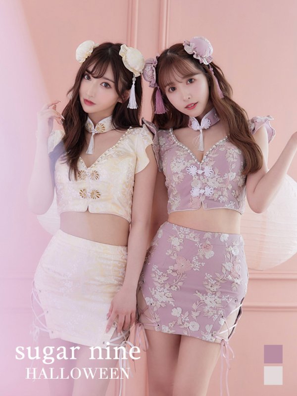 画像2: 【SALE!!】【即日発送】セットアップチャイナドレスコスプレ【sugar nineハロウィン4点セット】【XS-Lサイズ/2カラー】(SE01YN-WH)[OF01] (2)