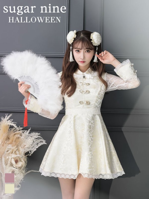画像1: 【即日発送】Aライン/フレアスカートチャイナコスプレ【sugar nineハロウィン7点セット】【S-XLサイズ/2カラー】[YMT] (1)