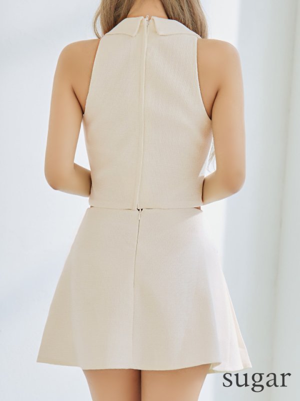 画像10: sugar限定コラボ商品☆XSサイズあり【PURESS/ピュアレス】カラー/ チェック/ ボタン/ ノースリーブ/ セパレート/ プリーツ/ フレア/ ミニドレス/ キャバドレス[OF5] (10)