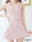 画像11: sugar限定コラボ商品☆XSサイズあり【PURESS/ピュアレス】カラー/ チェック/ ボタン/ ノースリーブ/ セパレート/ プリーツ/ フレア/ ミニドレス/ キャバドレス[OF5] (11)