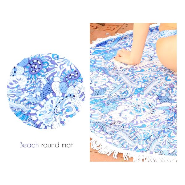画像2: 【即日発送】SALE！【ビキニ】【水着小物：ビーチマット】ペイズリー柄ビーチマット[YMT] (2)