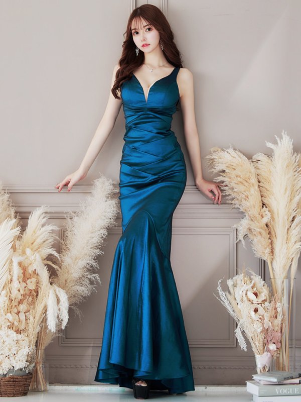 画像24: Lサイズあり【UNA VALERIE / ウナヴァレリェ】マーメイド/ Vネック バックスピンドル/ ドレープ/ ロングドレス/ キャバドレス[OF05] (24)