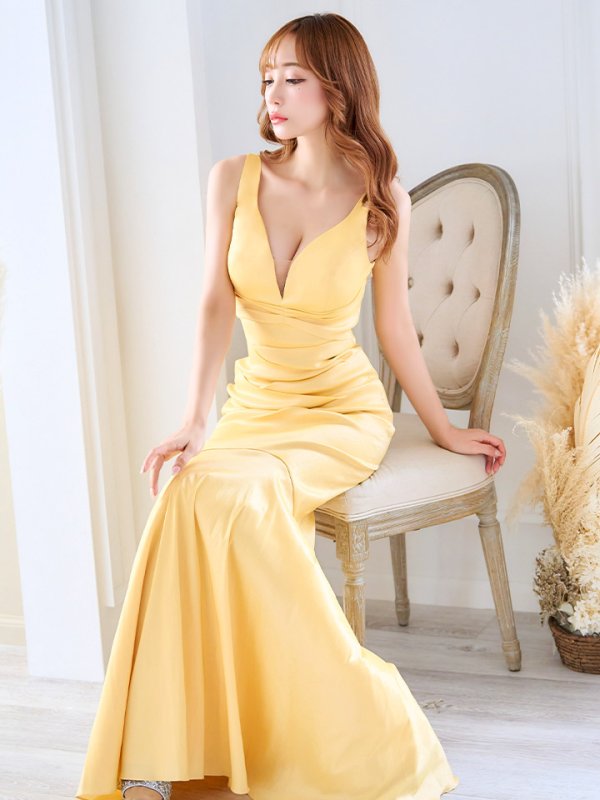 画像5: Lサイズあり【UNA VALERIE / ウナヴァレリェ】マーメイド/ Vネック バックスピンドル/ ドレープ/ ロングドレス/ キャバドレス[OF05] (5)