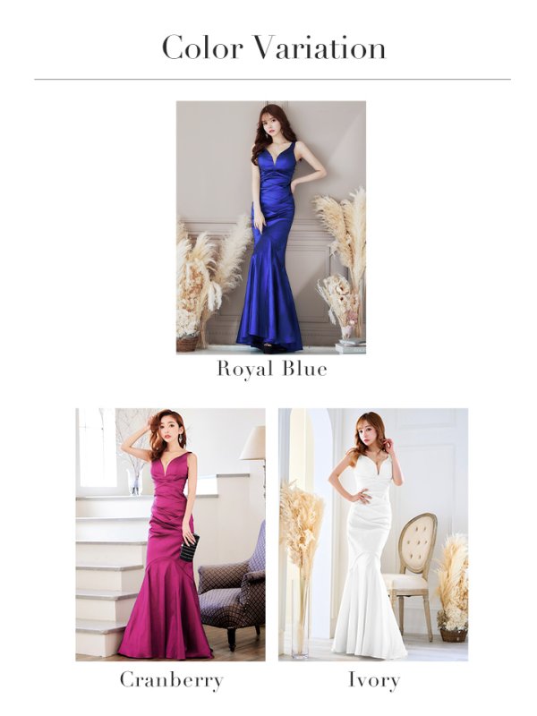 画像40: Lサイズあり【UNA VALERIE / ウナヴァレリェ】マーメイド/ Vネック バックスピンドル/ ドレープ/ ロングドレス/ キャバドレス[OF05] (40)