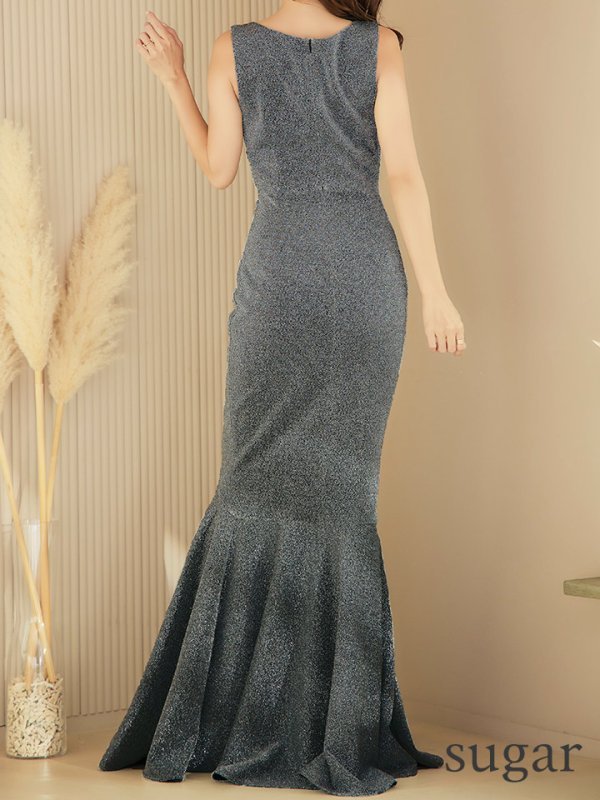 画像16: Lサイズあり【UNA VALERIE / ウナヴァレリェ】マーメイド/ Vネック/ ノースリーブ/ ドレープ/ ロングドレス/ キャバドレス[OF05] (16)