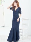 画像5: L-XLサイズあり【UNA VALERIE / ウナヴァレリェ】マーメイド/ 総レース/ Vネック/ 半袖/ 五分袖/ 袖あり/ 切り替えデザイン/ タック/ Aライン/ ロングドレス/ キャバドレス[OF05] (5)
