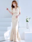 画像6: L-XLサイズあり【UNA VALERIE / ウナヴァレリェ】マーメイド/ 総レース/ Vネック/ 半袖/ 五分袖/ 袖あり/ 切り替えデザイン/ タック/ Aライン/ ロングドレス/ キャバドレス[OF05] (6)