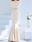 画像16: L-XLサイズあり【UNA VALERIE / ウナヴァレリェ】マーメイド/ 総レース/ Vネック/ 半袖/ 五分袖/ 袖あり/ 切り替えデザイン/ タック/ Aライン/ ロングドレス/ キャバドレス[OF05] (16)