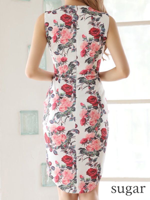 画像5: 即日発送!! 【Andy GLAMOROUS/アンディグラマラス】フラワープリント/カットアウト 変形スカート /ミニドレス /キャバドレス[OF05] (5)