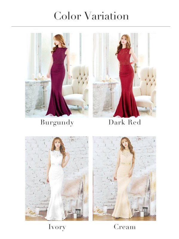 画像50: Lサイズあり【UNA VALERIE / ウナヴァレリェ】総レース/ ハイネック/ ノースリーブ/ マーメイド/ ロングドレス/ キャバドレス[OF05] (50)