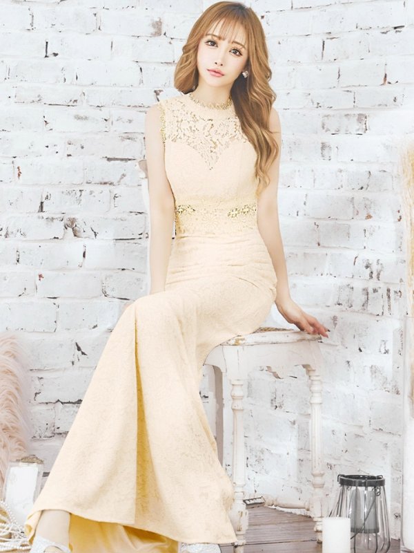 画像28: Lサイズあり【UNA VALERIE / ウナヴァレリェ】総レース/ ハイネック/ ノースリーブ/ マーメイド/ ロングドレス/ キャバドレス[OF05] (28)