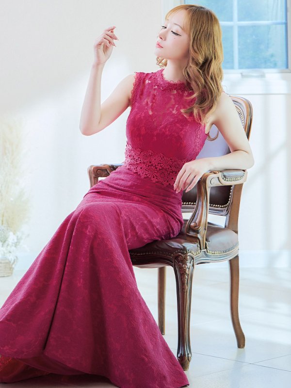 画像12: Lサイズあり【UNA VALERIE / ウナヴァレリェ】総レース/ ハイネック/ ノースリーブ/ マーメイド/ ロングドレス/ キャバドレス[OF05] (12)