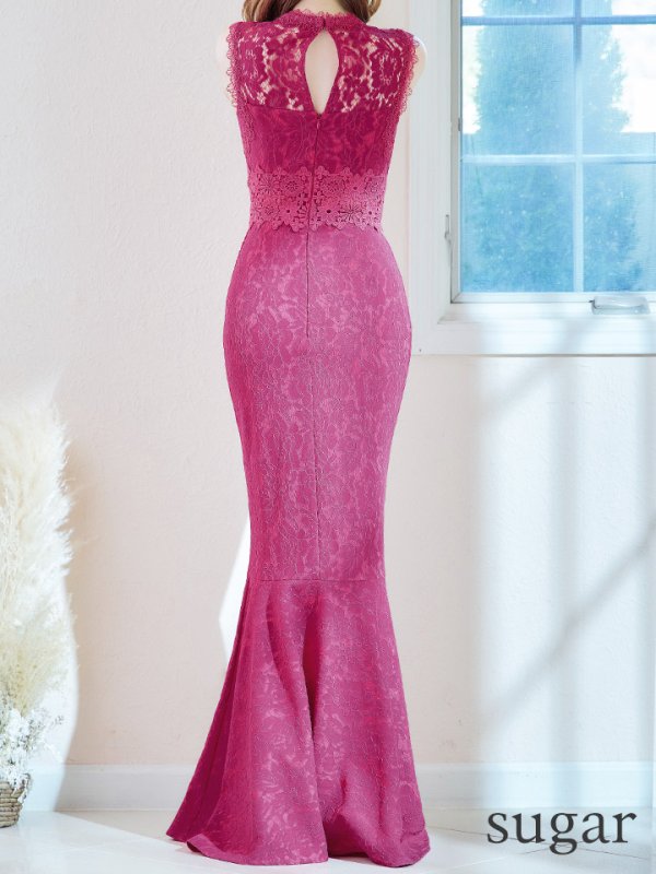 画像15: Lサイズあり【UNA VALERIE / ウナヴァレリェ】総レース/ ハイネック/ ノースリーブ/ マーメイド/ ロングドレス/ キャバドレス[OF05] (15)