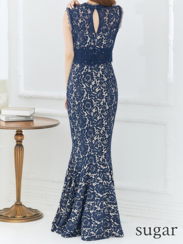 画像26: Lサイズあり【UNA VALERIE / ウナヴァレリェ】総レース/ ハイネック/ ノースリーブ/ マーメイド/ ロングドレス/ キャバドレス[OF05] (26)