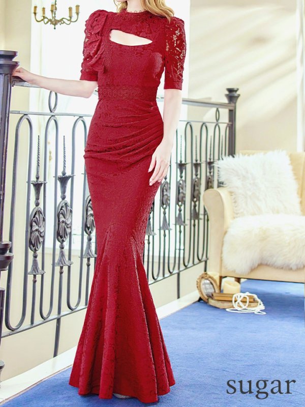 画像26: Lサイズあり【UNA VALERIE / ウナヴァレリェ】  総レース/ バストカットアウト/ 袖あり/ 半袖/ マーメイド/ ロングドレス/ キャバドレス long[OF05] (26)