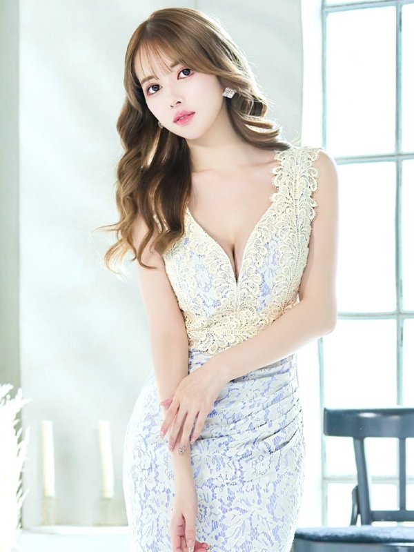 画像5: Lサイズあり【UNA VALERIE / ウナヴァレリェ】 フラワーレース/ ノースリーブ/ サイドタック/ マーメイド/ ロングドレス/ キャバドレス long[OF05] (5)