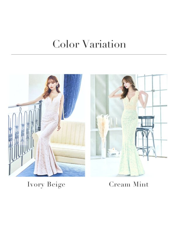 画像48: Lサイズあり【UNA VALERIE / ウナヴァレリェ】 フラワーレース/ ノースリーブ/ サイドタック/ マーメイド/ ロングドレス/ キャバドレス long[OF05] (48)