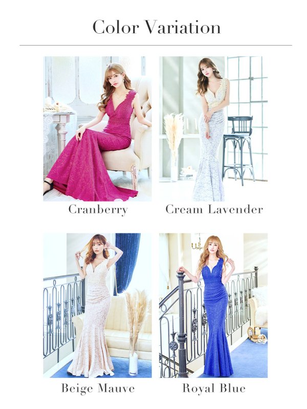 画像46: Lサイズあり【UNA VALERIE / ウナヴァレリェ】 フラワーレース/ ノースリーブ/ サイドタック/ マーメイド/ ロングドレス/ キャバドレス long[OF05] (46)