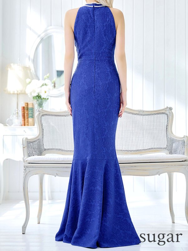 画像18: Lサイズあり【UNA VALERIE / ウナヴァレリェ】フラワーレース/ ハイネック/ ノースリーブ/ バストカットアウト/ マーメイド/ ロングドレス/ キャバドレス[OF05] (18)