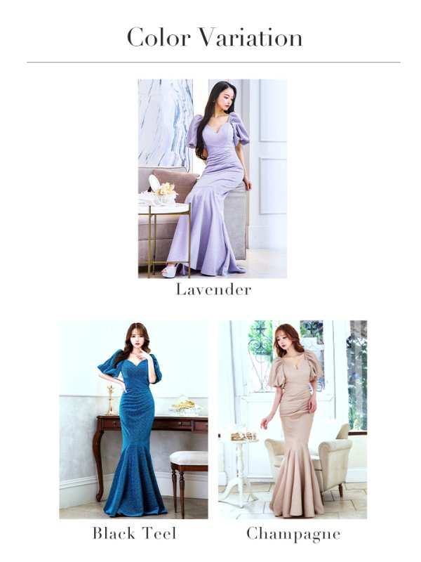 画像28: Lサイズあり【UNA VALERIE / ウナヴァレリェ】 ラメ/ オフショルダー/ スリット/ マーメイド/ ロングドレス long[OF05] (28)