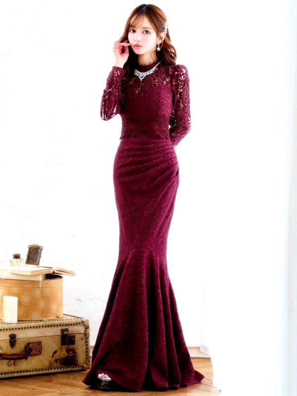 バーガンディ モデル:ゆめ 身長:160cm 着用サイズ:8号(Sサイズ)