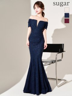 【UNA VALERIE / ウナヴァレリェ】 花柄/ オフショルダー/ バストシアー/ ギャザー/ タック/ マーメイド/ ロングドレス